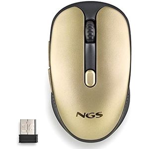 NGS EVO RUST GOLD - Oplaadbare draadloze muis 2,4GHz voor computer/laptop/MacBook/PC/Mac/iPad/tablet, geruisloze toetsen, 3 aanpasbare DPI-niveaus: 800/1200/1600. Ontworpen voor rechtshandigen, goud.