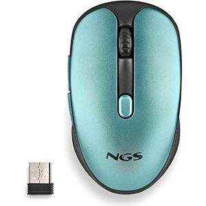 NGS EVO RUST ICE - Oplaadbare draadloze muis 2,4GHz voor computer/laptop/MacBook/PC/Mac/iPad/tablet, geruisloze toetsen, 3 aanpasbare DPI-niveaus: 800/1200/1600. Ontworpen voor rechtshandigen, blauw.
