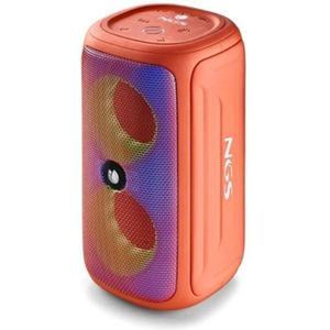 NGS Roller Beast Coral: krachtige draagbare luidspreker, 32 W, compatibel met Bluetooth 5.0 en TWA-technologie, RGB-lampen, IPX5, water- en stofdicht, microfoon, handsfree, koraal.