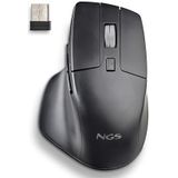NGS Hit-RB - Oplaadbare draadloze muis, ergonomische muis, stille multimode-toetsen, instelbare DPI: 800/1200/1600, plug and play, zwart