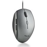 NGS MOTH GRAY - Optische Muis met USB-kabel voor Computer met 5 Stille Knoppen en Scrollen, Ergonomische Muis, 800/1200/1600 DPI Dimbaar, Grijs