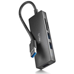 NGS - Ihub Reader - Docking Station - Zwart - USB-C - 5 Havens