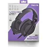 NGS - VOX 805 - Casque Stéréo - Noir - USB-C et Adaptateur USB-A