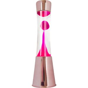 Fisura - Lavalamp. Lamp met ontspannend effect. Inclusief reservelamp. 11 cm x 11 cm x 39,5 cm. (Roségoud)