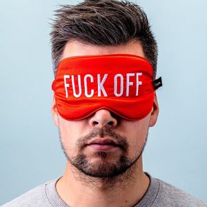 FISURA - Grappig masker, slaapmasker, origineel reismasker, materiaal: polyester, afmetingen: 20 x 10 cm (Fuck Off, Red)