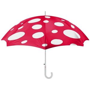 FISURA Grote paraplu - Jeugd paraplu - Automatische paraplu met knop - Stevige paraplu gestempeld. 106 centimeter diameter, zwart/wit, Paddestoel, rood
