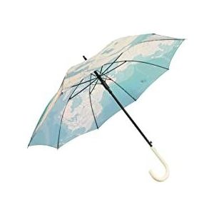 FISURA Grote paraplu""Wereld"" jeugdparaplu blauw automatische paraplu met drukknop paraplu robuuste paraplu voor reizigers, 106 cm diameter
