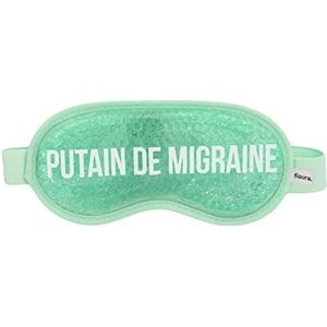 FISURA - Migraine masker ""P*utain de migraine"". Groen koud gelmasker. Gelmasker voor gezwollen ogen en donkere kringen onder de ogen. Koud oogmasker met boodschap. 18,5 cm x 9 cm