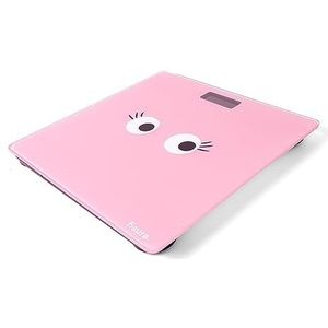 Fisura - Digitale weegschaal. Glazen weegschaal. Elektronische badkamerweegschaal tot 180 kg en 50 g nauwkeurigheid, Step-On technologie. 30 x 30 cm (Ogen, roze)
