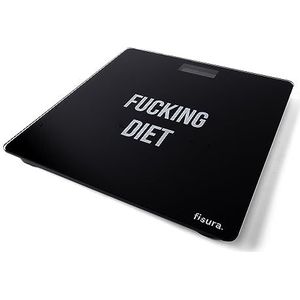 Fisura - Digitale weegschaal. Glazen weegschaal. Elektronische badkamerweegschaal tot 180 kg en 50 g nauwkeurigheid, Step-On technologie. 30 x 30 cm (Diet, zwart)