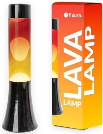 Fisura - Lavalamp - Multicolor - 30 cm - Zwarte Basis - Glas met Zonsondergang Kleurverloop Effect