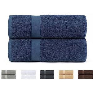 Todocama Set van 2 douchehanddoeken, 100% katoen, 550 g/m², extra zacht, zeer absorberend en sneldrogend, afmetingen 70 x 140 cm, kleur marineblauw