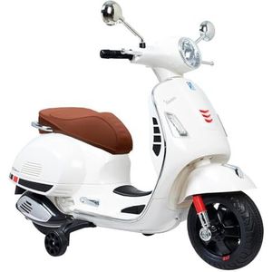 Tachan - Vespa elektrische motorfiets - wit - oplaadbare accu 12 V - met voor- en achterlicht - +3 jaar (711T00850 CPA Toy Group)