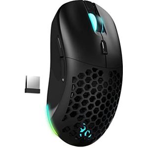 Newskill Arakne Elite Professionele RGB-gaming-muis, draadloos, 16.000 dpi, tweehandig ontwerp, toetsen aan de zijkant en modulaire afdekking, zwart