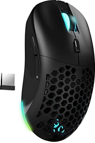 Newskill Arakne Elite Professionele RGB-gaming-muis, draadloos, 16.000 dpi, tweehandig ontwerp, toetsen aan de zijkant en modulaire afdekking, zwart