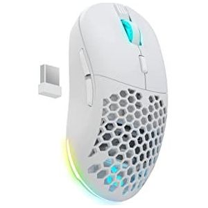 NEWSKILL Arakne Elite Ivory Professionele RGB Gaming Muis, Draadloos 16.000 dpi, met Dubbelhandig Ontwerp