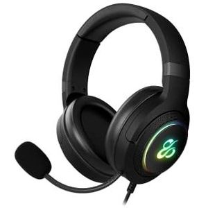 Newskill Sobek Gaming-hoofdtelefoon met kabel, 3,5 mm jack, USB, omnidirectionele microfoon, verstelbaar, RGB-verlichting, verstelbare hoofdband, stereogeluid, compatibel met
