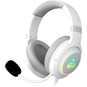 Newskill Sobek 7.1 Ivory Gaming headset met kabel, 7.1 geluid, USB, ruisonderdrukking, verstelbare omnidirectionele microfoon, RGBW, verstelbare hoofdband, PC/PS4/PS5/Mac, wit