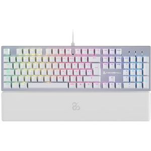 NEWSKILL Serike V2 Mechanisch Full Layout RGB-toetsenbord met lineaire hot-swap switches, metalen structuur en Spaanse magnetische polssteun, wit