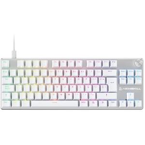 NEWSKILL Serike V2 TKL Tenkeyless RGB-toetsenbord met lineaire hot-swap switches, aluminium structuur en Spaanse lay-out, wit