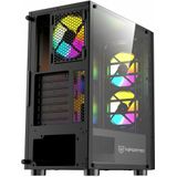 Nfortec - CAELUM Mid Tower (ATX) Gaming PC Case, 3x 120mm ARGB Fans Inbegrepen, Front Mesh, Zijkant Gehard Glas, Zwart