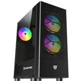 Nfortec - CAELUM Mid Tower (ATX) Gaming PC Case, 3x 120mm ARGB Fans Inbegrepen, Front Mesh, Zijkant Gehard Glas, Zwart