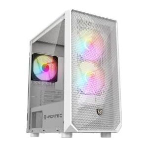 Nfortec - Dys - PC Behuizing - Wit - RGB Verlichting - ATX