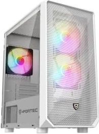 Nfortec - Dys - PC Behuizing - Wit - RGB Verlichting - ATX