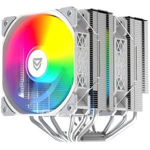 Nfortec - SCULTOR X Dual Tower CPU-koeler met 6 heatpipes, 2 x 120 mm A-RGB PWM, TDP 220W, compatibel met LGA1700 en AM5, wit