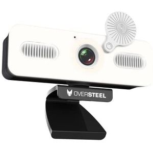 Oversteel - Bulat Webcam 1080P Full HD met microfoon en lichtring, 60fps, USB 2.0, videobellen, opnemen, vergaderen, PC/Mac/Laptop/Tablet/Chromebook