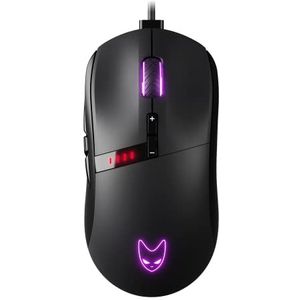 Oversteel - Invar USB Gaming Mouse, 12400 DPI instelbaar, 9 programmeerbare knoppen, 10 RGB-verlichtingsmodi, ultra lichtgewicht, ergonomische optische sensor, PC/Mac, zwarte kleur
