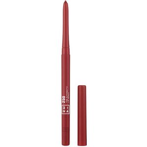 3INA MAKEUP – veganistisch – The Automatic Lip Pencil 250 – donkerroze rood – automatisch lippenpotlood – lange houdbaarheid – sterk gepigmenteerd – geïntegreerde puntenslijper – 13 kleurrijke nuances