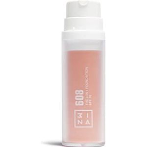 3INA MAKEUP - Vegan - The 3-in-1 Foundation 608 - lichtroze - primer met gemiddelde tot hoge dekking - primer en concealer - lange houdbaarheid 12 uur - SPF 15 - matte natuurlijke afwerking - Gruelty Free