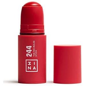3INA Make-up - Vegan - The No-Rule Stick 244 - rood - stick voor ogen, lippen en wangen - hyaluronzuur - 8 intensieve kleuren - natuurlijke afwerking - cruelty free