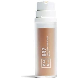 3Ina The 3 in 1 Foundation SPF 15 Vloeibare foundation, Nr. 647 - Medium gold, 30 ml