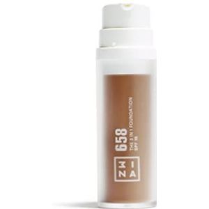 3INA MAKEUP The 3-in-1 Foundation 658 - Sand Foundation 3-in-1 met ondertoon neutraal, foundation concealer en foundation met SPF15 & vitamine C, veganistisch, dierproefvrij