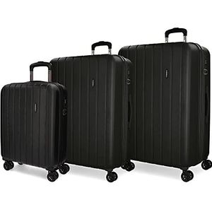 MOVOM Houten bagage, zwart., Set van 3 koffers