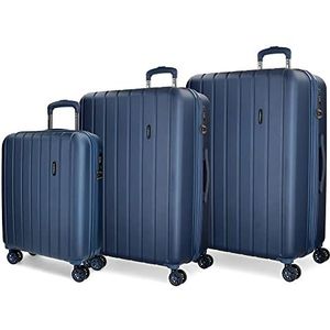 Movon Wood koffer, Set van 3 koffers, blauw - 5319464