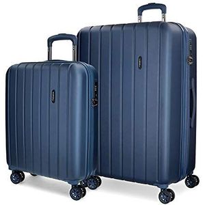 MOVOM Houten bagage, Navy Blauw, Uitbreidbare set van 2 koffers