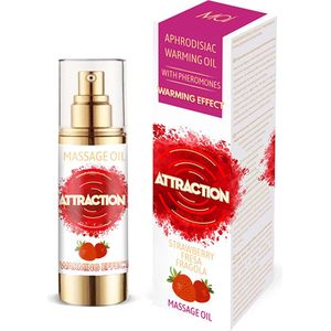 Attraction - feromonen massageolie verwarmend aardbei - 30ml