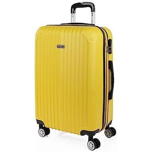 ITACA - Middelgrote Koffer. Medium Trolley Reiskoffer van ITACA. Lichtgewicht ABS Harde Schaal 4 Wielen Cijferslot T71560, Geel