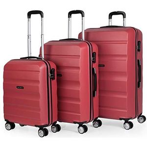 ITACA - Koffers. Set van stevige koffer met 4 wielen - Grote koffer, ruimkoffer vliegtuig, bagage voor op reis. Set reiskoffer. Combinatieslot T71600, Koraal, Koraal, Bagage set