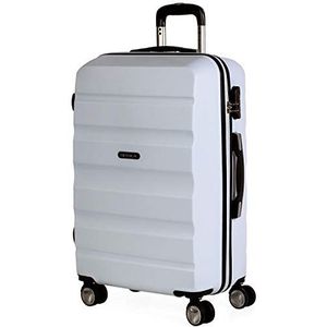 ITACA - Middelgrote Koffer. Medium Trolley Reiskoffer van ITACA. Lichtgewicht ABS Harde Schaal 4 Wielen Cijferslot T71660, Wit