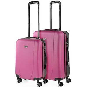 ITACA - Harde reiskoffer met 4 wielen trolley ABS - Kleine middelgrote en grote XL cabine - Praktisch comfortabel en licht - Kwaliteit en design - Vrije tijd laag - Ryanair, fuchsia-antraciet, Basic