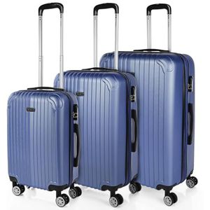 ITACA Sevron Kofferset, 3-delige hardcase, blauw (blauw) - T71500