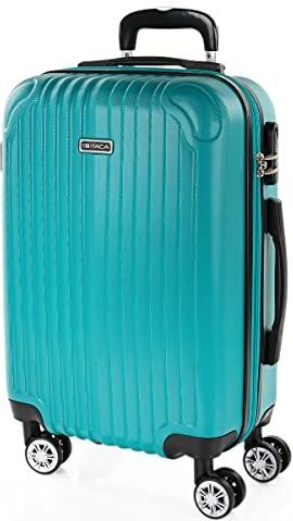 ITACA - Harde koffer met 4 wielen, trolley van ABS. Robuust en licht. Telescopische handgreep, 2 handgrepen, 4 wielen. Geïntegreerd hangslot. Kleine lage kosten Ryanair, medium en groot, Mintgroen