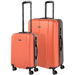 ITACA - Kofferset met harde koffer met 4 wielen – grote koffer, vliegtuig, bagage voor op reis. Set koffer voor reizen. Combinatieslot 71117, Koraal-antraciet, Basic