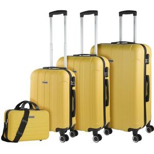 ITACA - Koffers. Harde kofferset met 4 wielen - Grote koffer, vrachtkoffer voor vliegtuigen, reisbagage. Reiskofferset. 771100B combinatieslot, geel