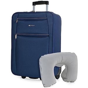 ITACA - Stijve Cabine Suitcase 20 Klein Reis Koffer met Wielen - EVA Hand Koffer 55x40x20 met Telescoopsteel - Lichtgewicht Cabin Max Hanbagage Luggage met TSA-cijferslot T71950B, Marine