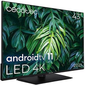 Cecotec LED TV 43 inch Smart TV A2 serie ALU20043ZS. 4K UHD, Android 11, frameless, centrale basis, MEMC, Dolby Vision, Dolby Atmos, HDR10, 2 luidsprekers 10 W, model 2023